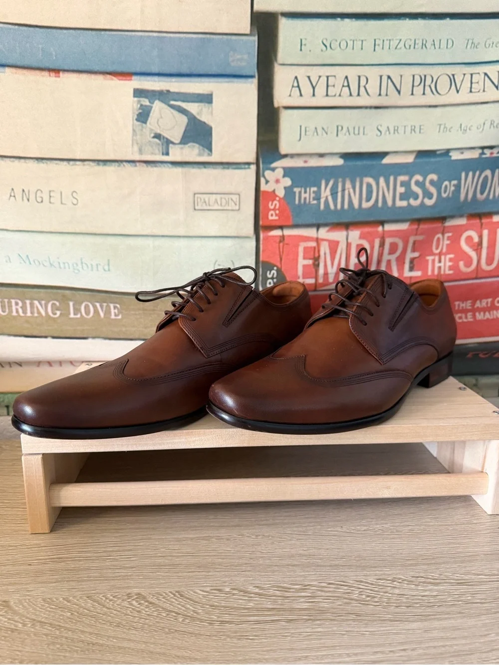 Florsheim Brown Leather Wingtip-Style Lace-Up Oxfords